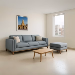 BINDELUX105 Sofá con puff Gianluca 4 puestos Azul Terciopelo premium _06