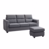 BINDELUX106 Sofá con puff Giorgio 3 puestos Gris Terciopelo premium 160x90x90_01