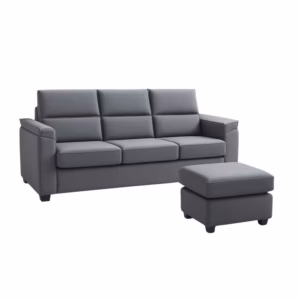 BINDELUX106 Sofá con puff Giorgio 3 puestos Gris Terciopelo premium 160x90x90_01
