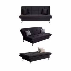SOFCAM-BIDE-906 Sofá Cama Lionel 3 puestos Negro Terciopelo amigable con las mascotas 193x102x99_04