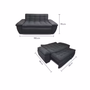 SOFCAM-BIDE-914 Sofá Cama Najim 3 puestos Gris Terciopelo amigable con las mascotas_04