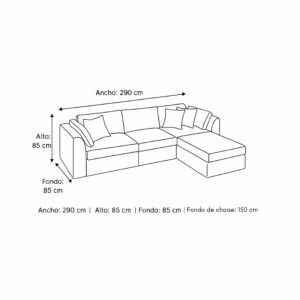 Sofá Modular Bryan con Banqueta Tela Antifluidos 290x80x85
