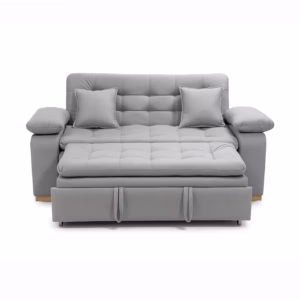 SALABIN-1019-10-2 Sofá Cama Maury 2 puestos Gris Terciopelo amigable con las mascotas y anti fluidos_01