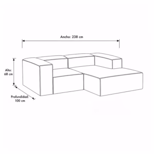 SECENL11391 Sofá en L Derecho Melilla Poliéster anti fluidos Beige 238x100x68_07