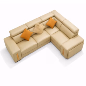 SOFLMBIBE Sofá en L Modular con espejos Izquierdo Billy Terciopelo amigable con las mascotas y anti fluidos Beige_05