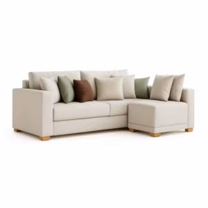 Sofá Piero con Banqueta 3 puestos Tela Antifluidos 210x80x80