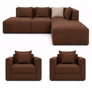 Sala en L Pichi con Poltronas Soft Modern Tela Antifluidos 3-1-1