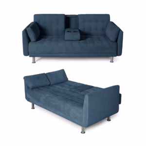 SOFCAM-BIDE-908 Sofá Cama Lucián 2 puestos Azul Terciopelo amigable con las mascotas 180x84x83_08