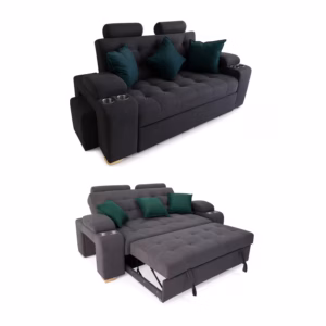 SOFCAM-BIDE-923 Sofá Cama Ramsés Gris Terciopelo amigable con las mascotas y anti fluidos_11